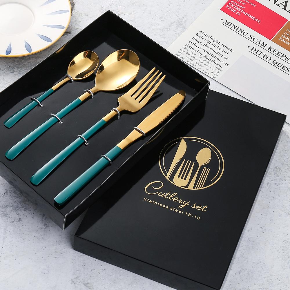 HANYANG 410 Stainless Steel Tableware Family Hotel Supplies Steak Knife, Fork and Spoon Set Western-style Tableware