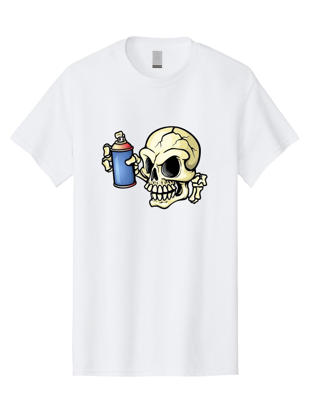 Skull-With-Spray-Paint Mens Graphic Tee, 100% Cotton, Casual Summer Wear S разноцветный