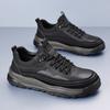 Fashion Retro Style Men's Casual Leather Shoes Comfortable Non-Slip Walking Shoes Classic Outdoor Sneakers Lace Up Male Hiking Footwear