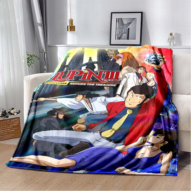 Lupin III Napoleon's Dictionary Anime Print Soft Flannel Throw Blanket Lightweight Warm Sofa Couch Bed Home Decor Cover