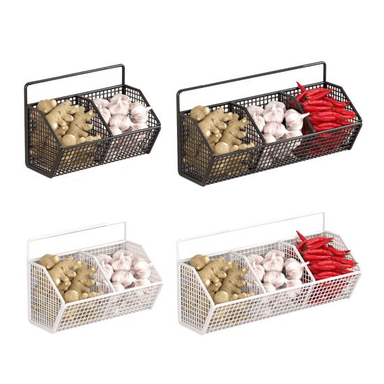 Storage Rack Wall Mounted Organizer with 360° Ventilation And Compartments Design Storage Basket for Kitchen