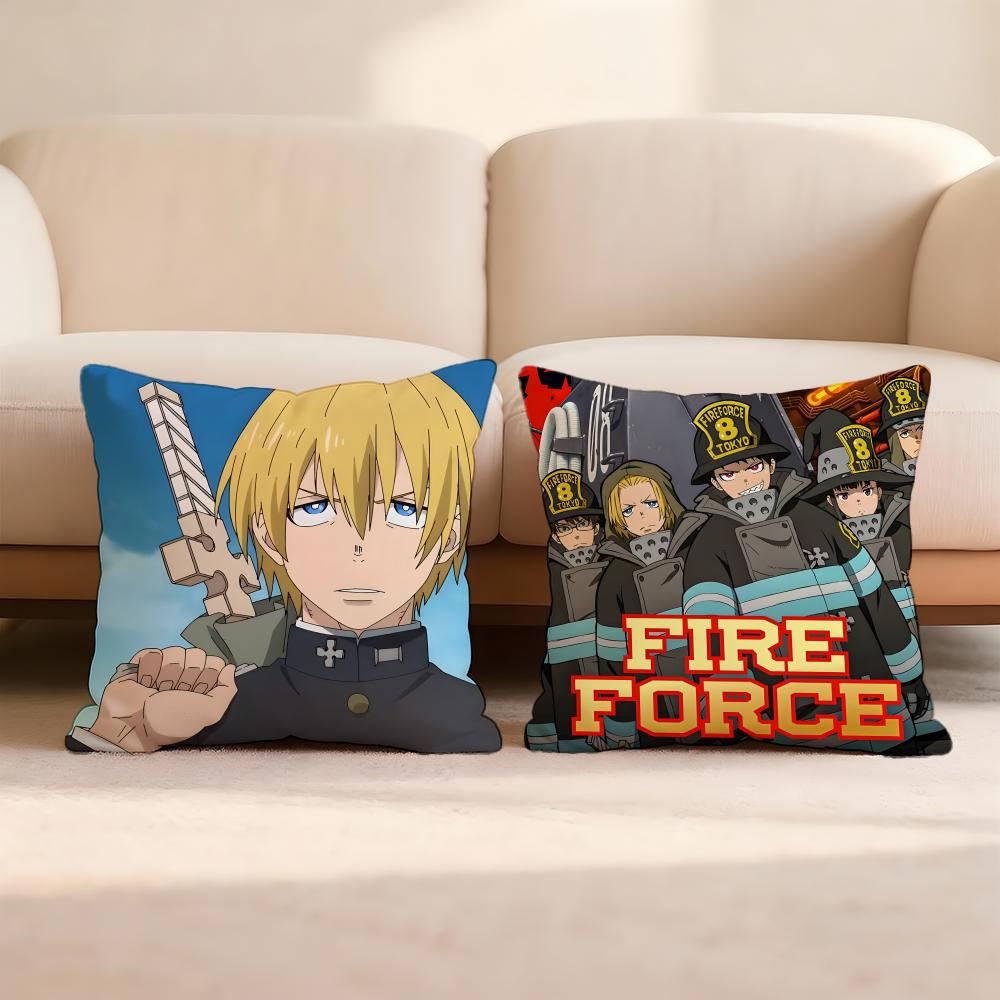 F-Fire Force anime Cushion Cover Home & Car Multi-Scene Pillow Cover - Reversible, Soft & Durable for Daily Use