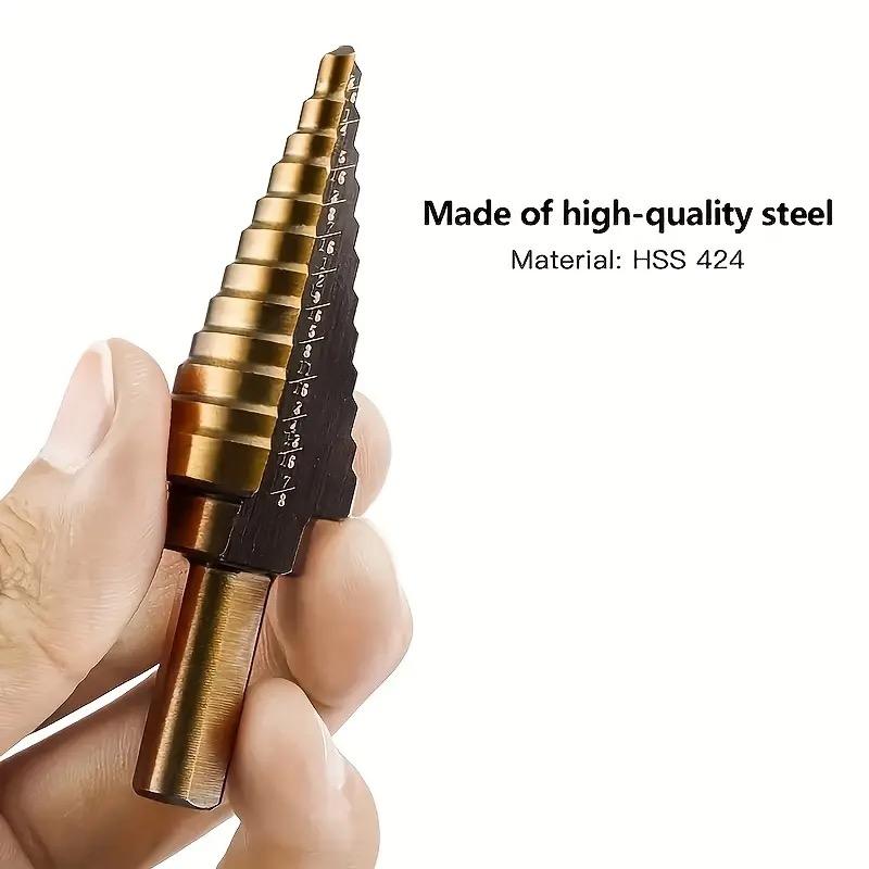 Carbon Steel Black Fillister Head Step Drill Bit Set, HSS Cobalt Titanium Conical Cone, Multiple Hole 50 Sizes 5pcs