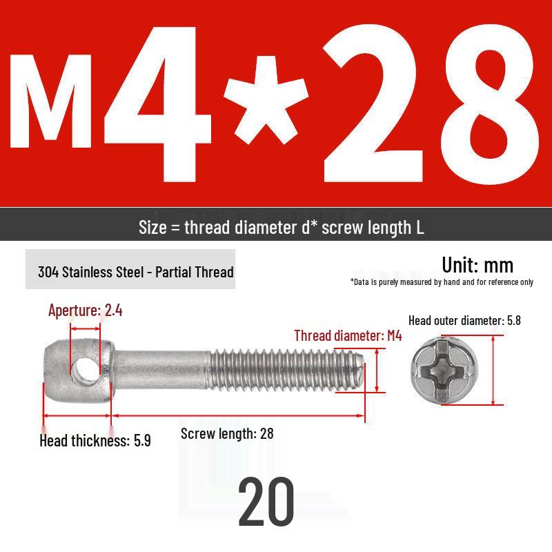 304 Stainless Steel Lead Seal Galvanized Meter Screw with Cross Hole