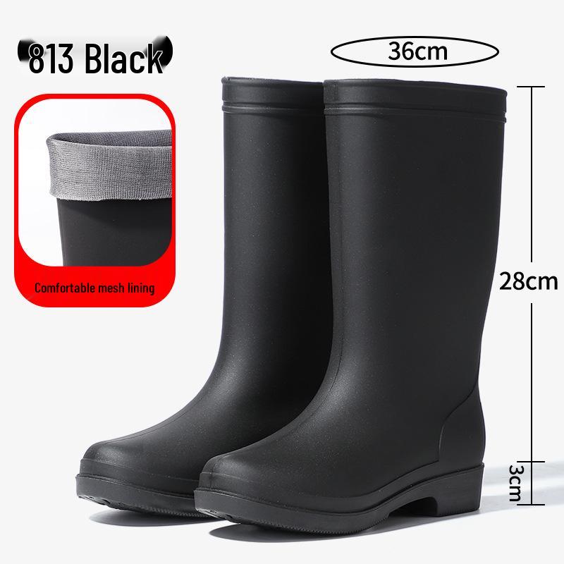 Women's British Fashion Mid-Calf Waterproof Rubber Rain Boots - Non-Slip, Warm Frosted Overshoes for Kitchens and More