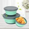 3Pcs/Set Portable Folding Lunch Box with Lid Silicone Food Container Folding Salad Bowl Tableware Set