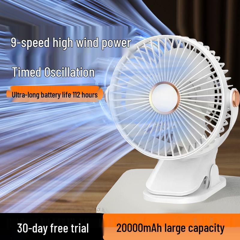 Rechargeable Portable Clip Fan - USB Desk & Dorm Fan for Home, Office, Bedside, Outdoor
