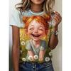 Summer Women's 3D Printed Crew Neck T-Shirt Fashion Versatile Trend Breathable Casual