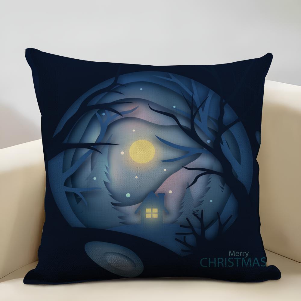 Blue And Green Snowflake Christmas Cushion Cover Household Decoration Linen Sofa Cushion Cover: Skin-Friendly & Breathable With
