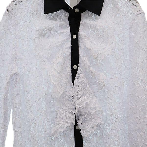 NARACAMICIE unused race Long sleeve race blouse Cut and sewn ruffles Women Used
