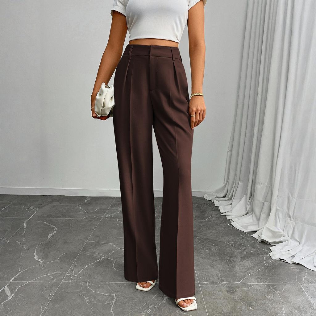 Women's Casual Business High-Waisted Loose Straight Wide-Leg Suit Pants