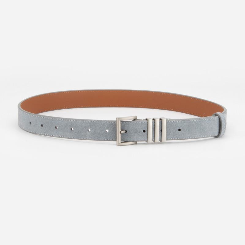 Belt Niche Ladies Suede Leather Belt Suede Silver Pin Buckle Pants Suit Cowhide Belt