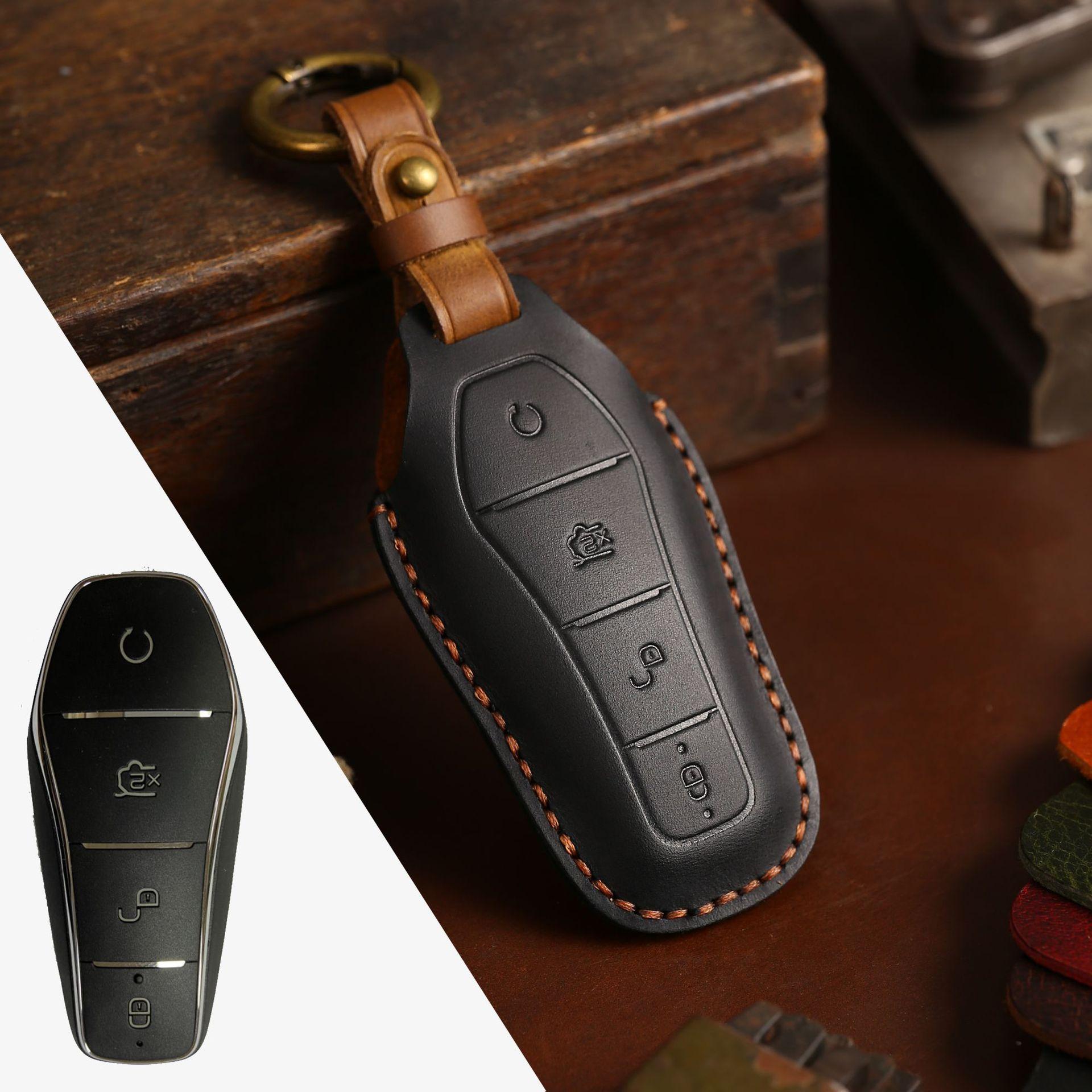 

Crazy horse leather key bag is suitable for BYD key case, dolphin Tang Qin Han Song protective case, genuine leather.