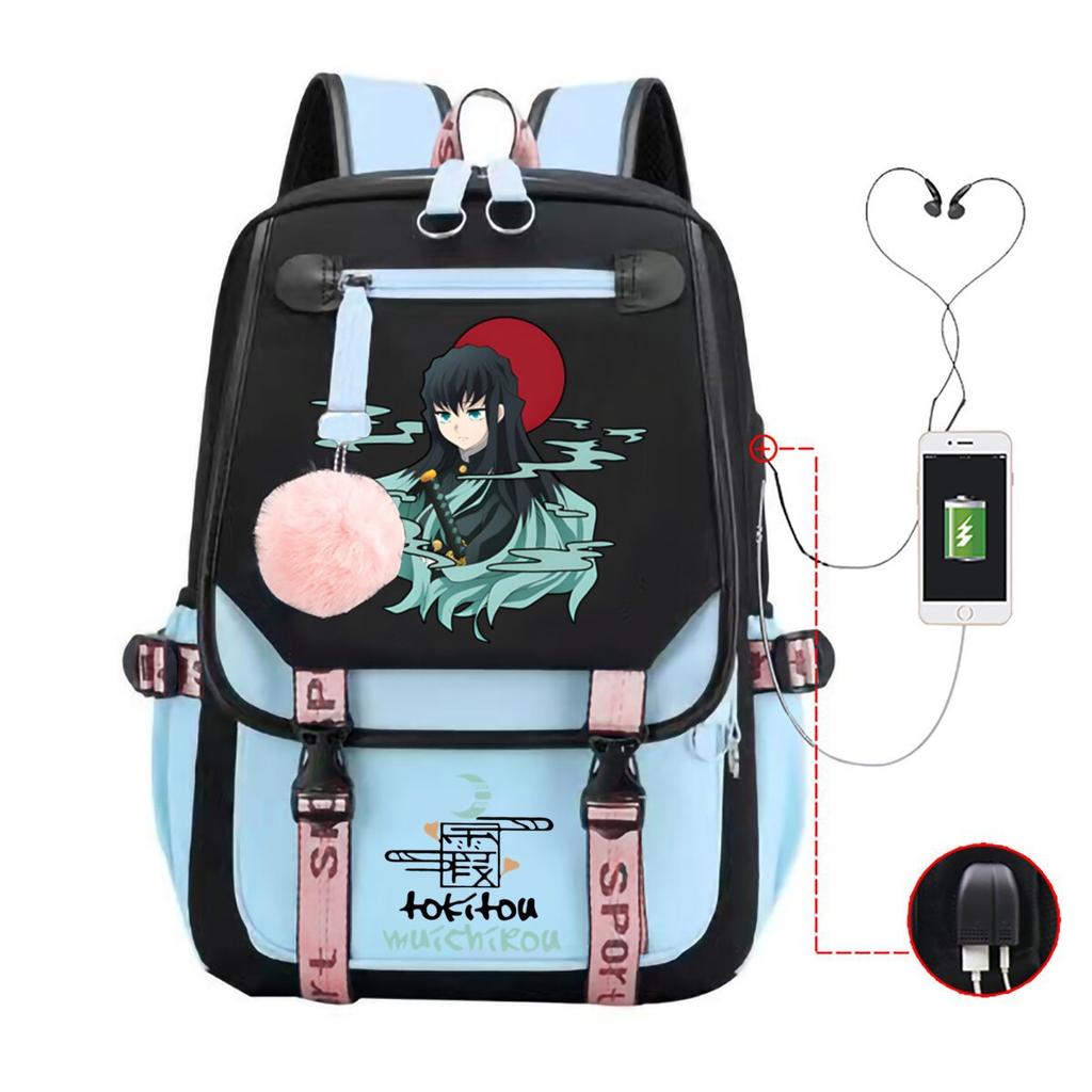 Anime Peripheral Backpack College Wind Junior High School Student High School Student with USB Multifunctional Student School Bag