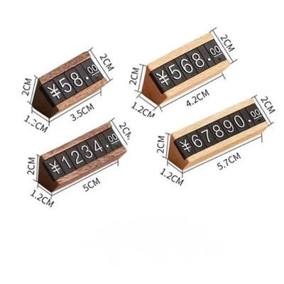 Wood Adjustable Number Letter Price Label Commodity, Wine, Tea, Beauty Products Display Plate Price Cube Tags