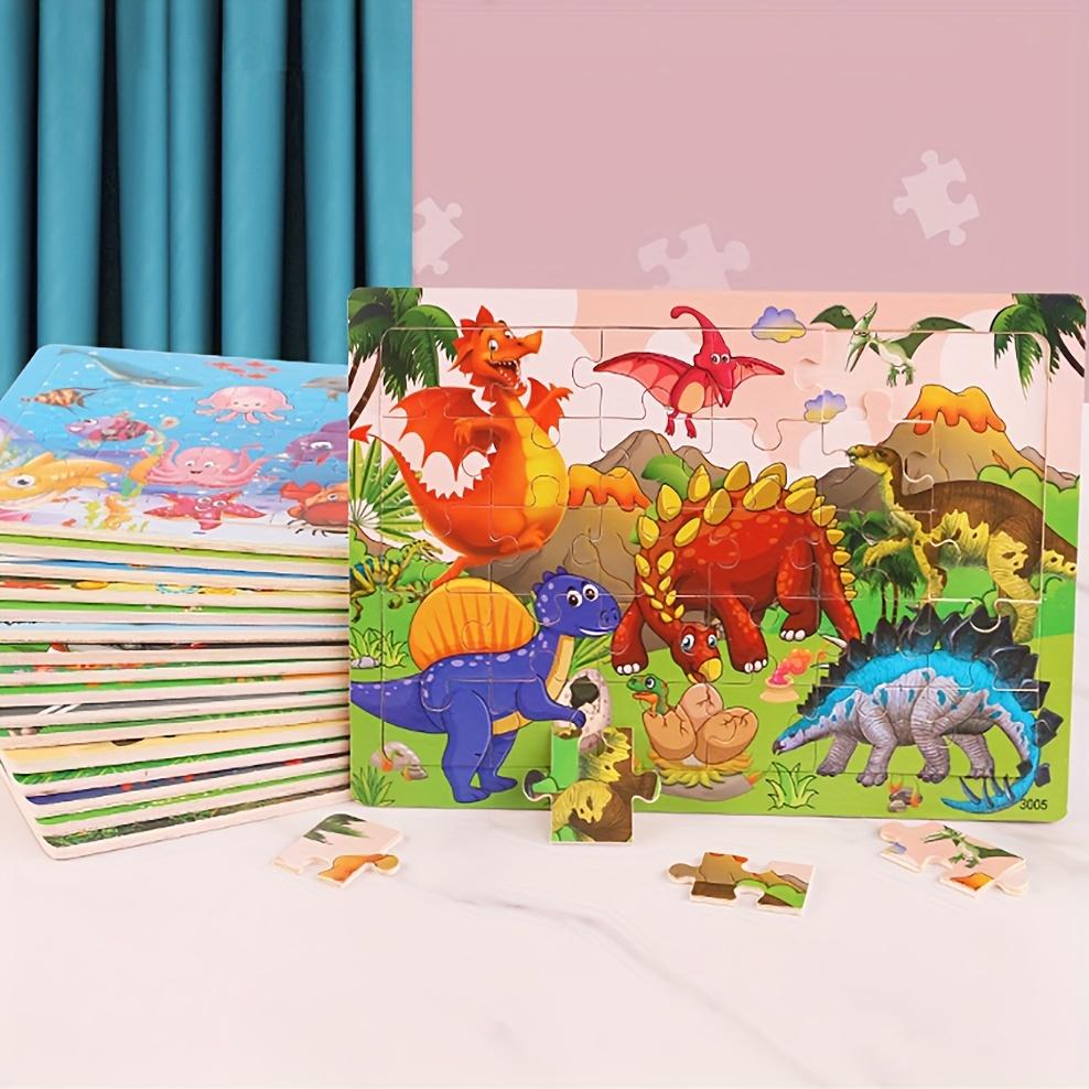 Children's Wooden Jigsaw Puzzle 30PCS, Cartoon Dinosaur & Animal Educational Toy, Fun Hands-On Gift for Boys & Girls