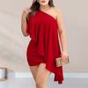 Ruched Asymmetrical Waist Tight Backless Sexy Dress Women One Shoulder Slim Fit Evening Party Dress