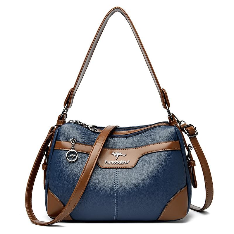 

Women s bag new large-capacity women s new fashionable versatile shoulder soft leather messenger bag синий