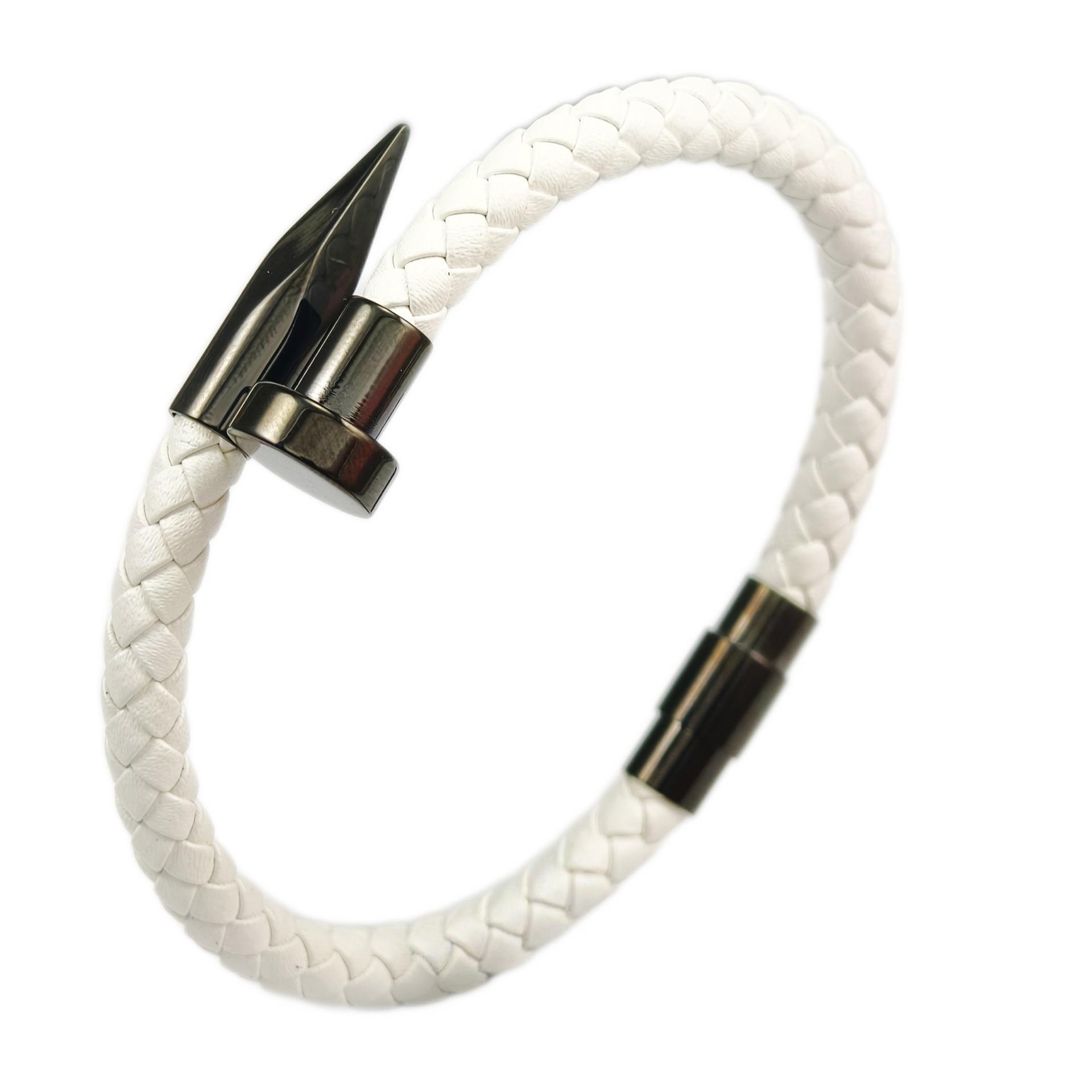 Браслет-гвоздь 2026, плетеный браслет из кожаного шнура, простой ретро парный браслет 22cm