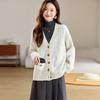 Srcr Women's 100% Wool Thick Knitted Cardigan