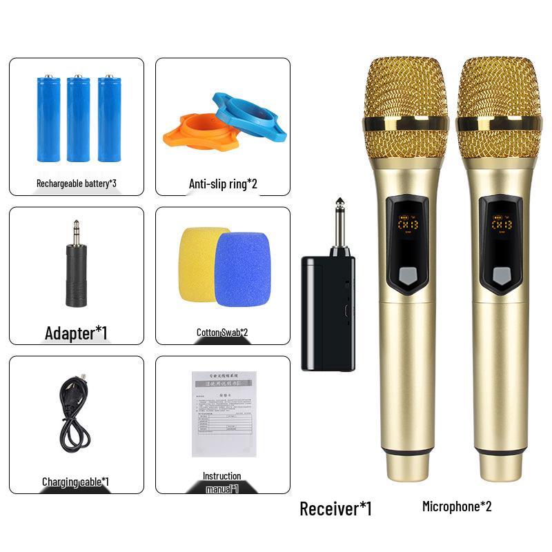 2.4G Wireless Dual Microphone & Speaker System for Home, Karaoke, Outdoor, and Live Broadcasts.