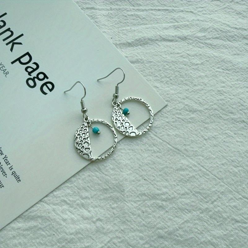 

1 пара ретро круглых полых вогнутых выпуклых серег-подвесок с принтом, серьги в богемном стиле