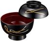 Maeju Lacquerware Zoni Bowl, Black with Red Interior, Traditional Yamanaka Lacquer, 450ml, Made in Japan, Product Number: 3T-420