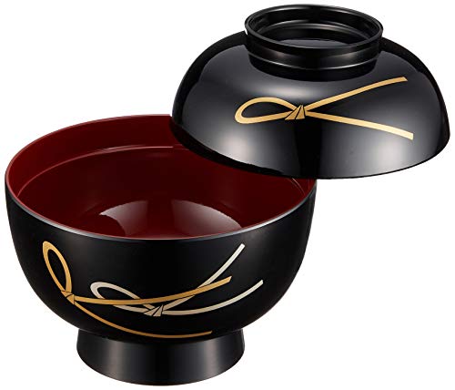 Maeju Lacquerware Zoni Bowl, Black with Red Interior, Traditional Yamanaka Lacquer, 450ml, Made in Japan, Product Number: 3T-420