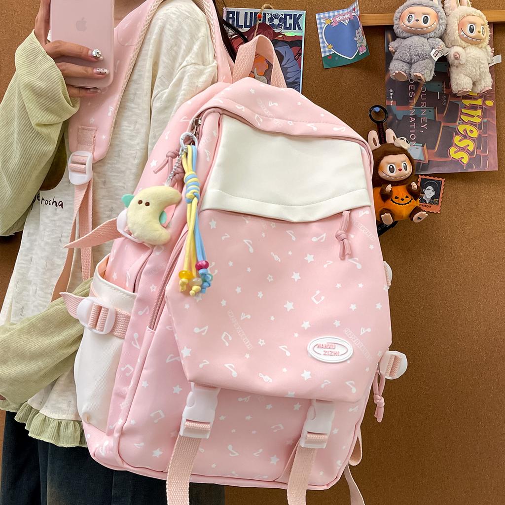 Korean niche design girl contrast backpack light college student high school student backpack women's commuter travel bag