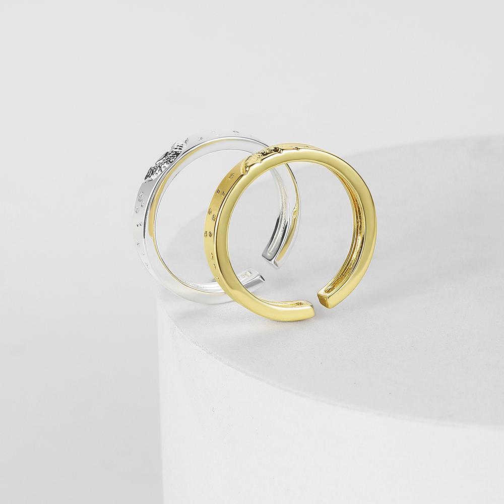 2022 New Fashion Opening 2-piece Ring Engraving Flower Ring Exquisite Jewelry 2-piece Set Couple Set Ring Girl Girlfriend Ring