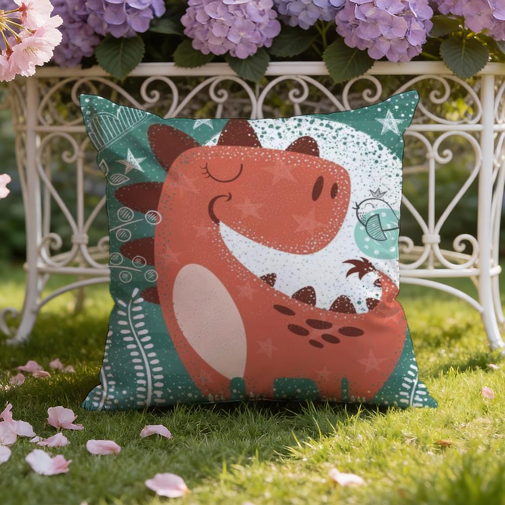 Cute Cartoon Dinosaur Cushion Cover Home & Car Dual-Scene Pillow Cover: Reversible for Premium Comfort