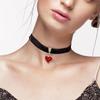 Gothic Velvet Heart Pendant Choker, Halloween Heart Shape Neck Collar Jewelry