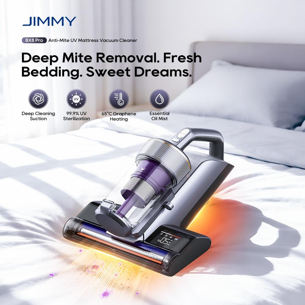 JIMMY BX8 Pro Mattress Vacuum Cleaner – 17 kPa Suction, 65°C Graphene Heating, UV Mite Elimination, Aroma Diffusion