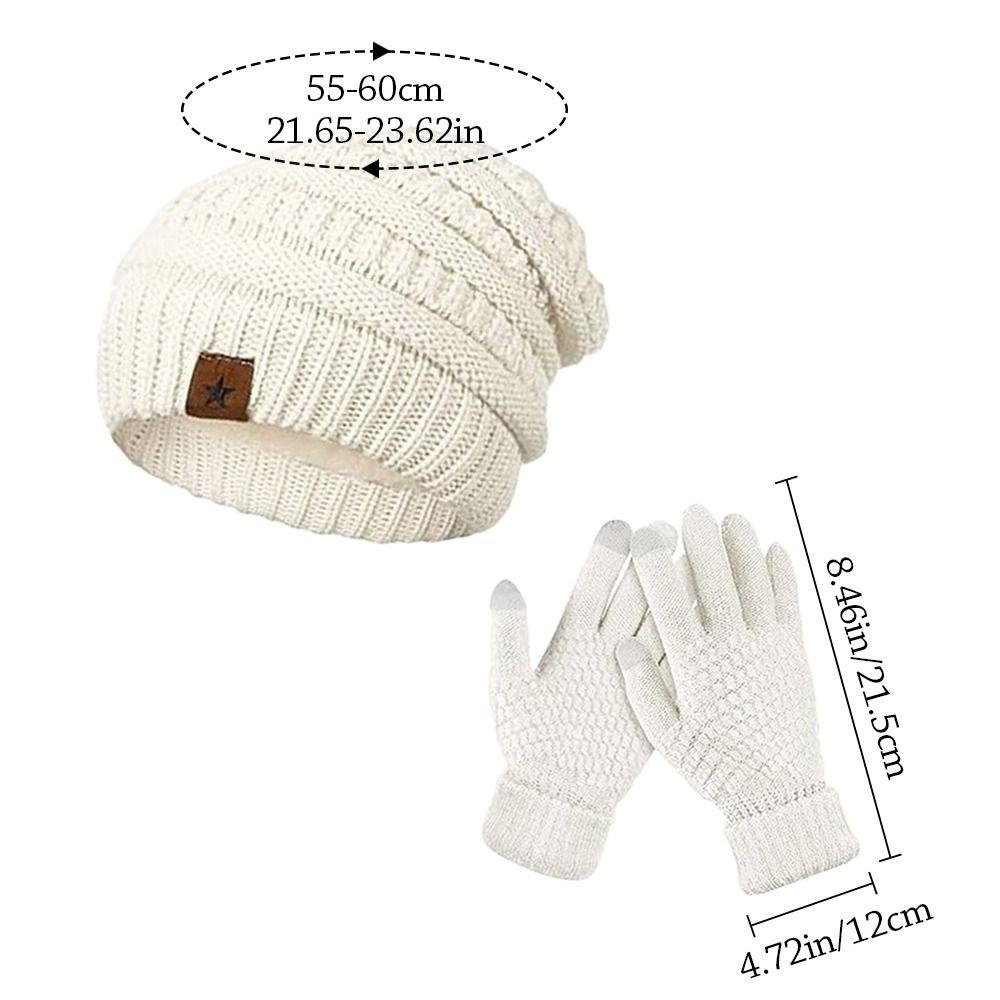 2PCS/Set Soft Knitted Hat Warm Winter Warm Mitten Gift Women Hats Gloves Set  Outdoor
