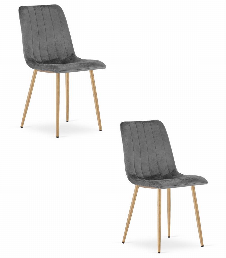 LAVA chair - dark gray velvet / wood color legs x 2