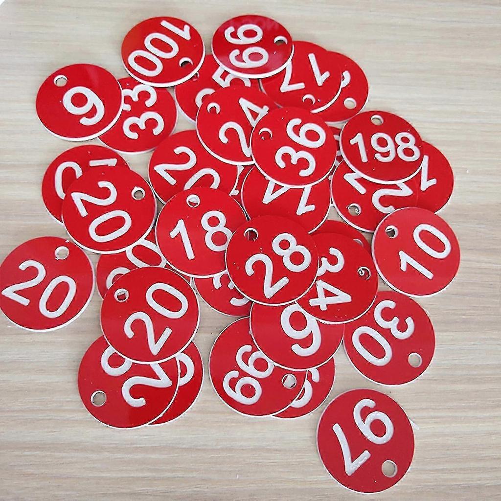 100pcs Plastic Id Number Tags 1-100 Engraved Number Id Tag Colored For Key Ring Fdw