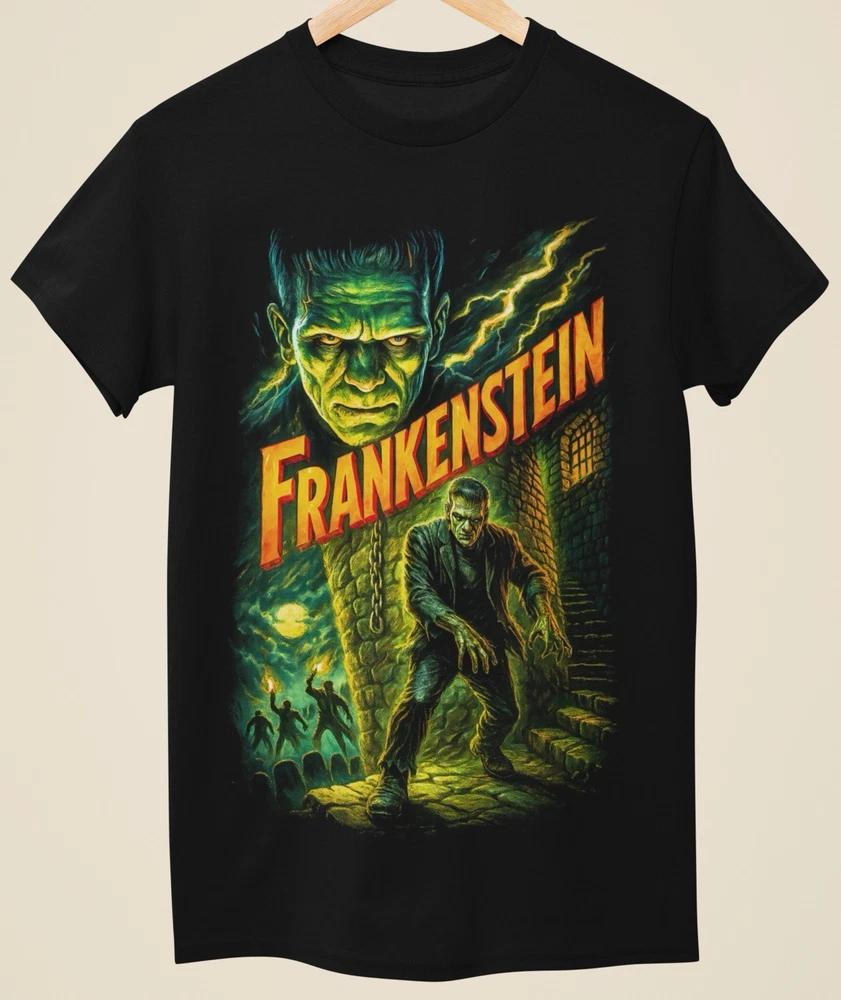 Evil Horror Frankenstein Unique Halloween Unisex Black Printed TShirt (Ho010) S