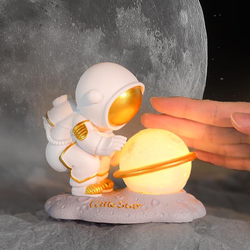 Astronaut Golden Planet Night Light Ornament