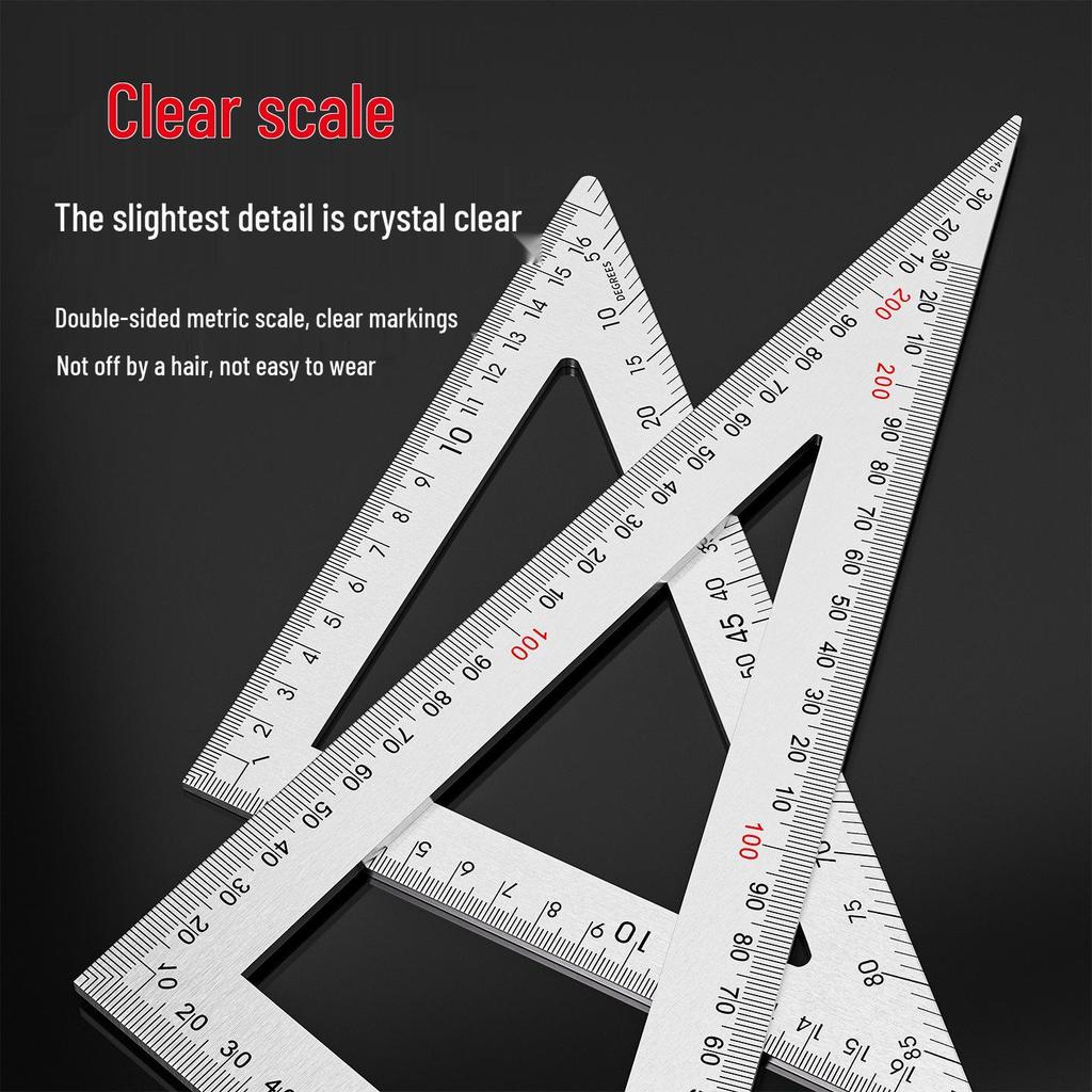 Stainless Steel Woodworking Triangle Ruler with 45°/90° Angles
