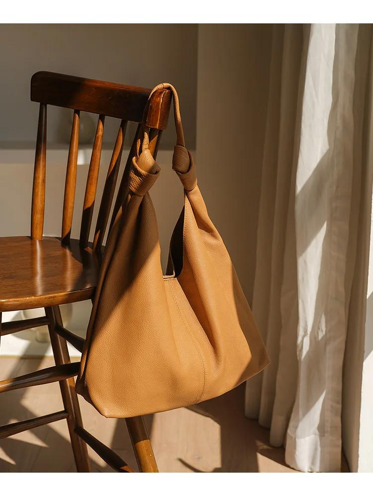 Johnature Genuine Leather Women's Bag High-end Handbag Commuting Tote Bag Soft Cowhide Large Capacity Shoulder Bags