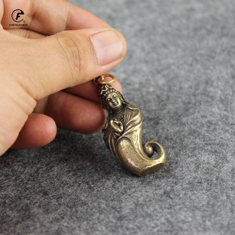 Copper Buddha Statue Hanging Ornament Feng Shui Home Decor for Living Home Lucky Brass Figurine Desk Decoration Keychain Pendant
