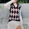 Women's Casual V-Neck Pullover Shirt Collision Color Sleeveless Sweater Vest