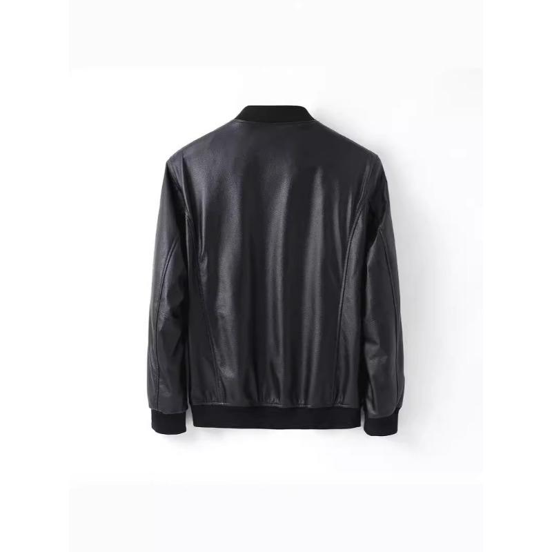 Men's Spring and Autumn New Genuine Leather Jacket Top Layer Small Yellow Cowhide Casual Fashion Baseball Uniform Jacket