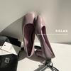Xiaohong Explosion Recommendation~ Niche Design Commuting Temperament Thick Heel High Heels Candy Color 5cm Leather Single Shoes Women