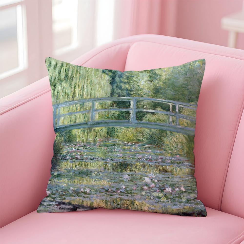 OscarClaude Monet Kissenbezug Leinen Kissenbezug Weiche Dekoration für Sofa Wohnzimmer