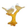 2 Birds Sitting On Tree Branch Figurine Home Decoration Showpiece Chidiya Statue for Home Decor Item Sparrow Pair Showpiece (Golden)