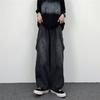 Pánské volné cargo džíny s mnoha kapsami, jednobarevné, zapínání na zip, volné, rovné, široké nohavice, podzimní džínové kalhoty, streetwear