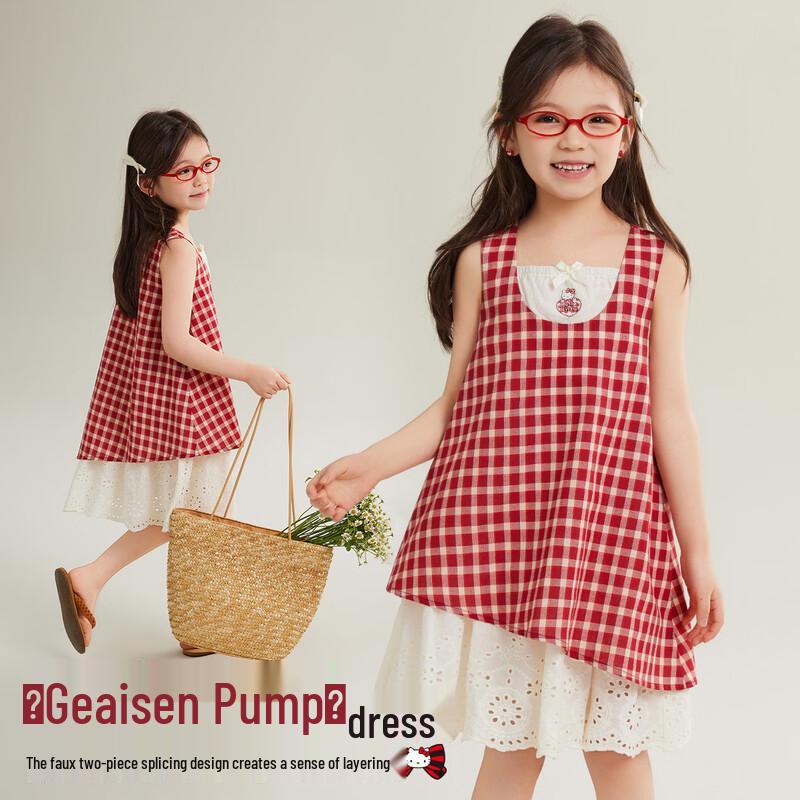 Hello Kitty Girls Summer Faux Two-piece Dress 160