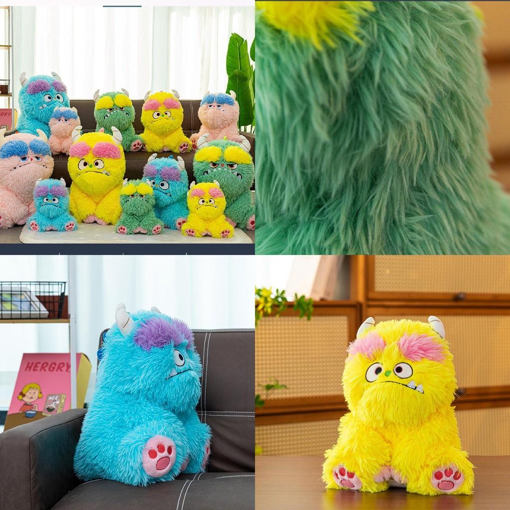 Adorable Long-haired Monster Plush Pillow For Girls Cute Sofa Toy In Soft Colors