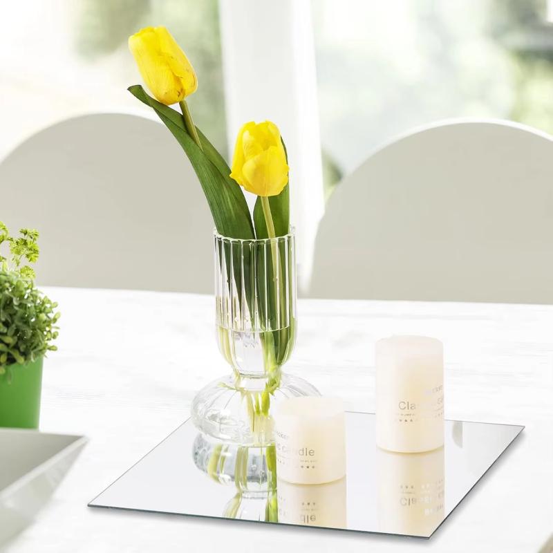 6PCS-15CM Square Mirrors Candle Plate for Table Centerpieces, decoración de pared, dormitorio, baño, decoración del hogar